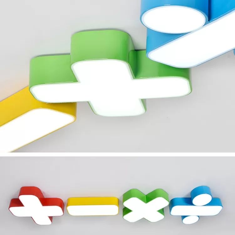 18 "/23.5" W Rot/Gelb/Blau/Grün Symbol Schatten Decke Licht Kinder Acryl Flush Lampe in Warm/Weißes Licht