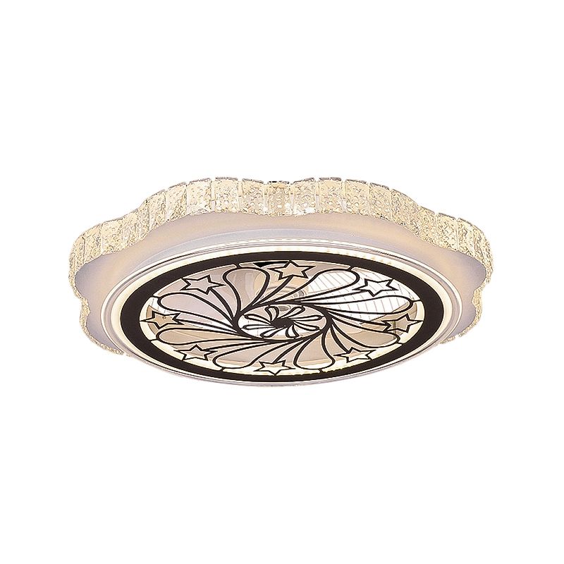 Sonnenblumen/Pflaumenblüten/Sternmuster Hanging Lüfter Licht moderne rechteckige Kristalle 23,5 "W LED White Semi-Flush Mount
