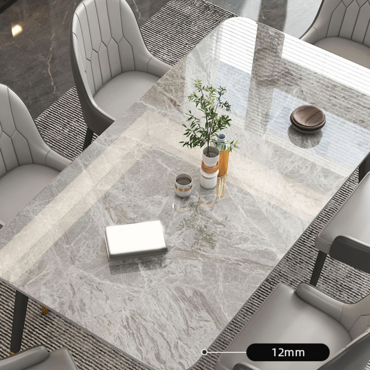 Modern Stone Rectangle Dining Table 1/5/7 Pieces Dining Set for Dining Room