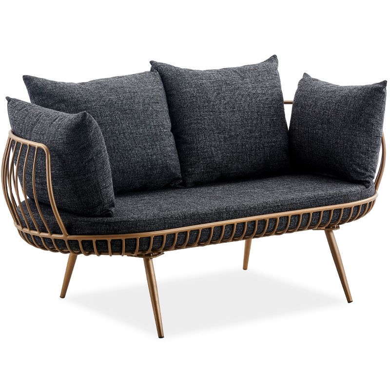 Scandinavian Golden Frame Sofa with Pillow Back Cushion for Living Room