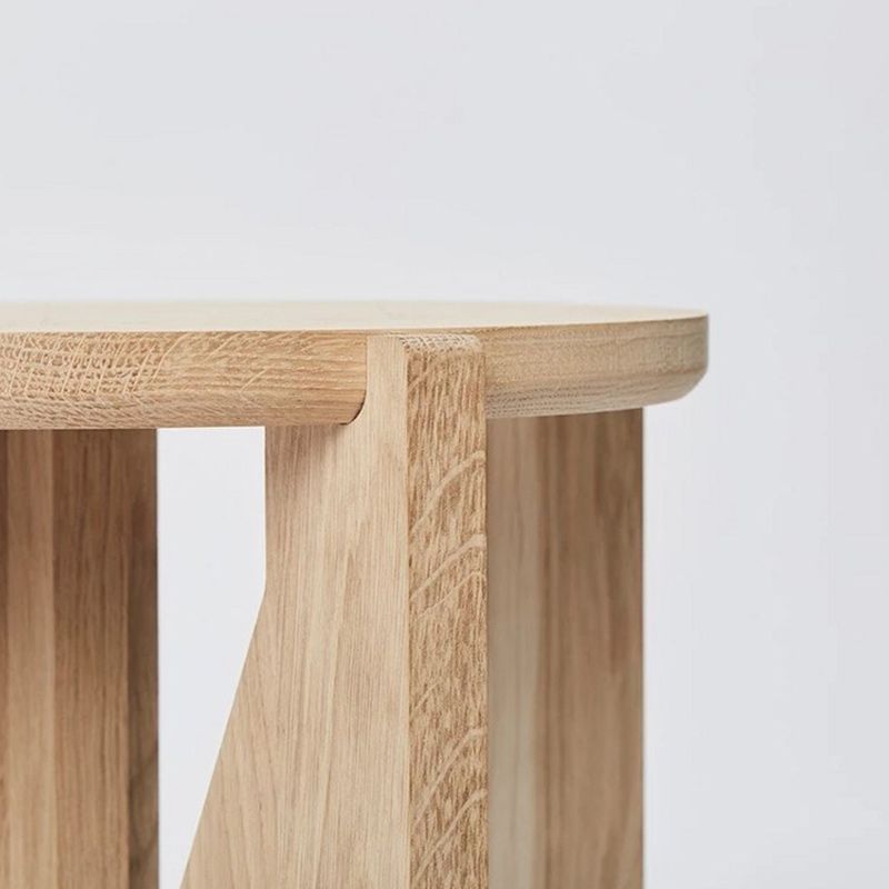 Solid Wood Coffee Table Contemporary Round Coffee or End Table in Black and Natural