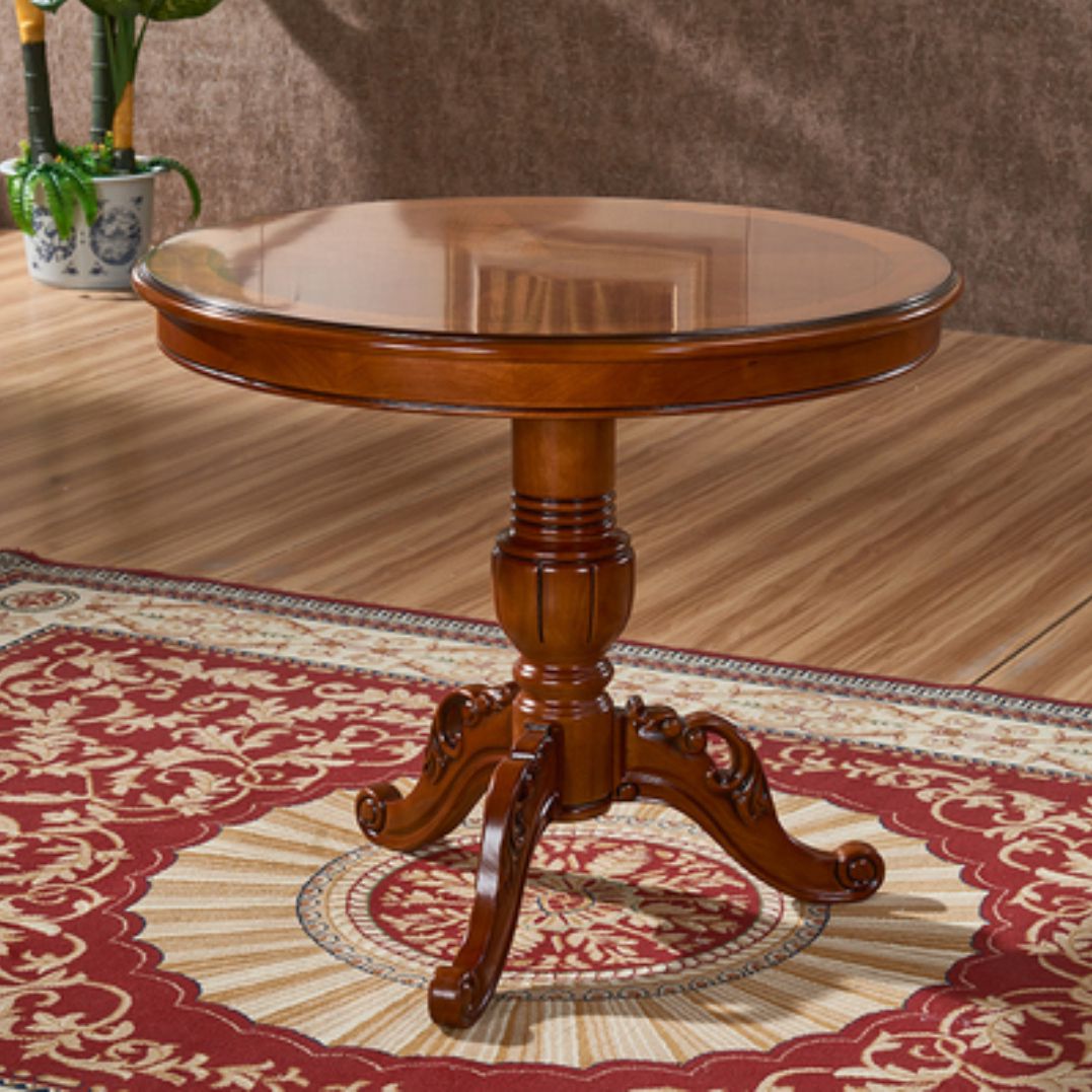 Mesa de comedor redonda victoriana de madera sólida Mesa de goma de madera superior para el hogar
