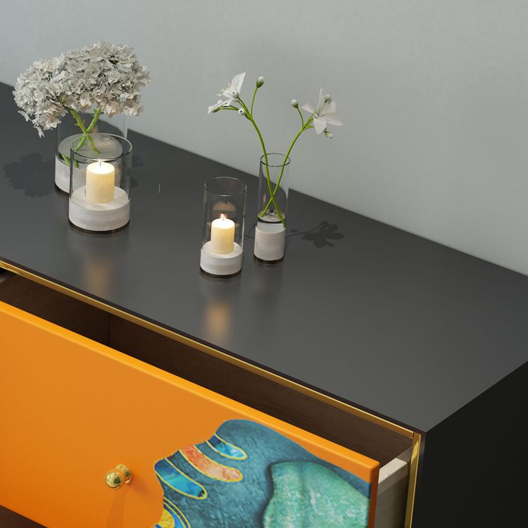6-Drawer Engineered Wood Sideboard 47.5"L Modern Orange Buffet for Dining Room