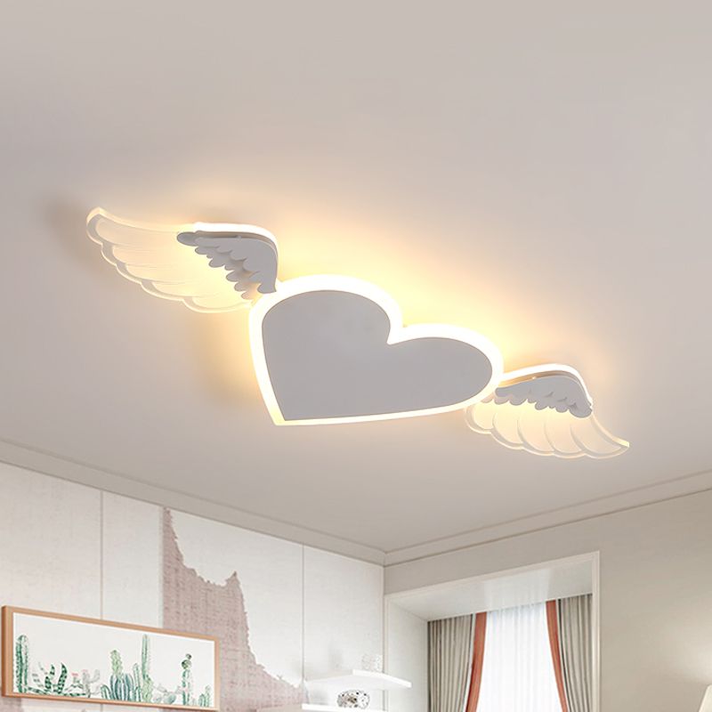 Plafonnier LED en forme de cœur blanc/rose pour enfants, plafonnier en métal pour enfants, lumière chaude/blanche