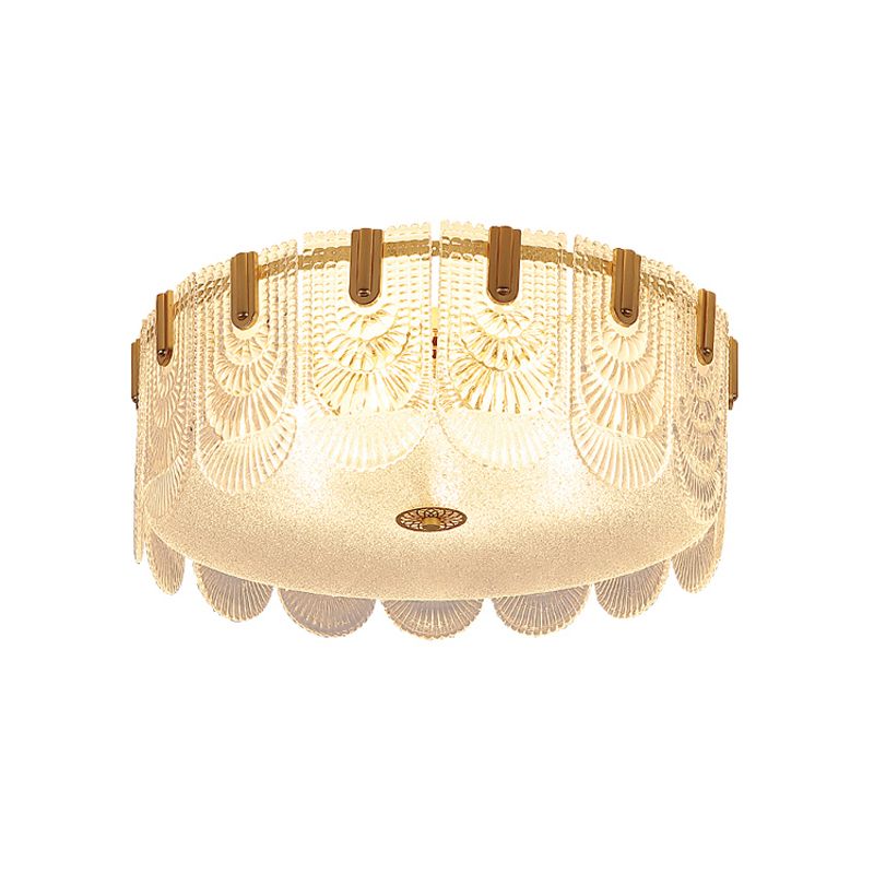 Lampade da incasso in metallo Lampade da soffitto tradizionali a semi-incasso con paralume in vetro