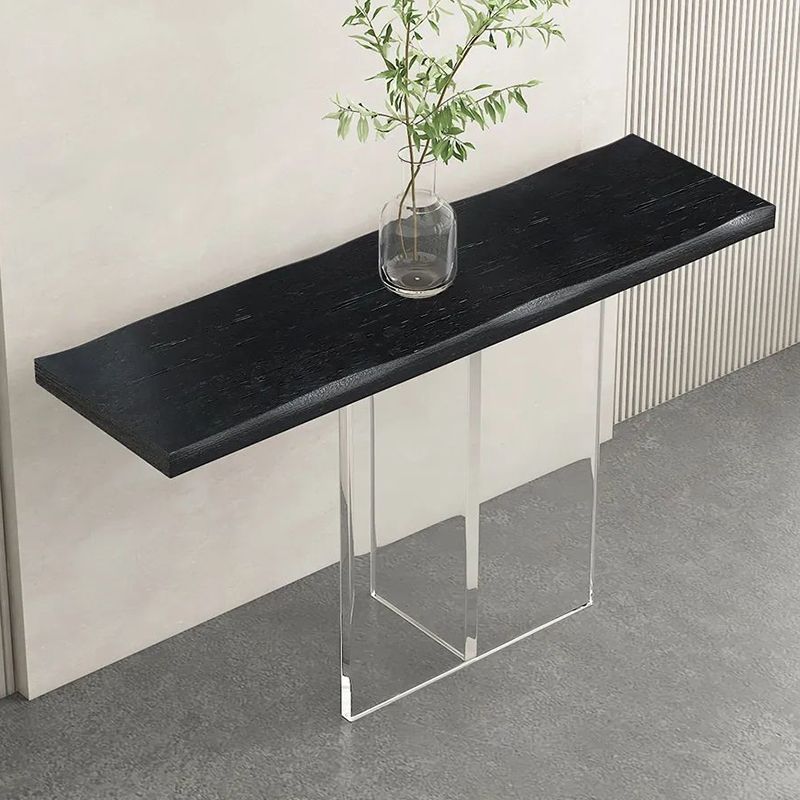 Rectangle Shape Contemporary Console Table Pine Console Sofa Table in Natural/Black