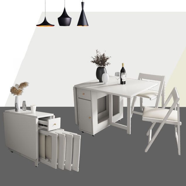 3/5/7 Pieces Modern White Wooden Rectangle Folding Dining Set for Home