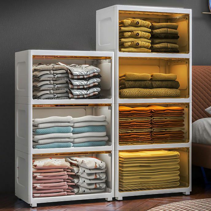 5-Door Storage Cabinet Contemporary Plastic Wardrobe Armoire