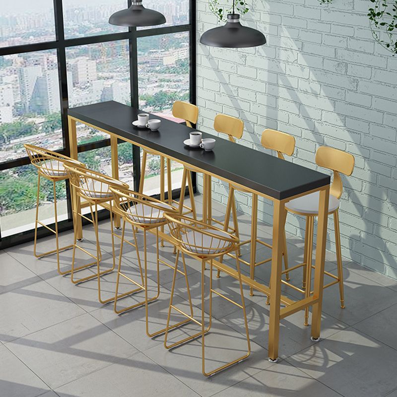 Glam Style Counter Stool Upholstered Low Back Bar Stool with Gold Frame