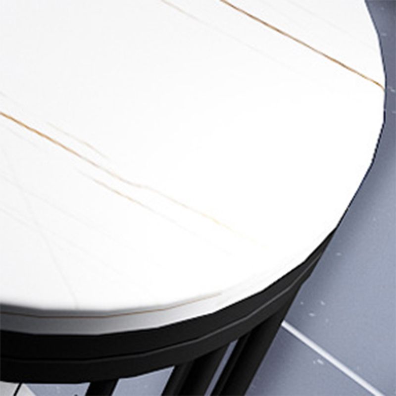 White Top Bar Table Sintered Stone Dining Table with Storage Shelve for Living Room