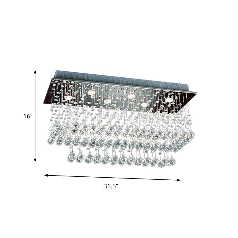 Rechthoekige inbouwplafondlamp Minimalistische heldere kristallen bolnikkel-inbouwlamp
