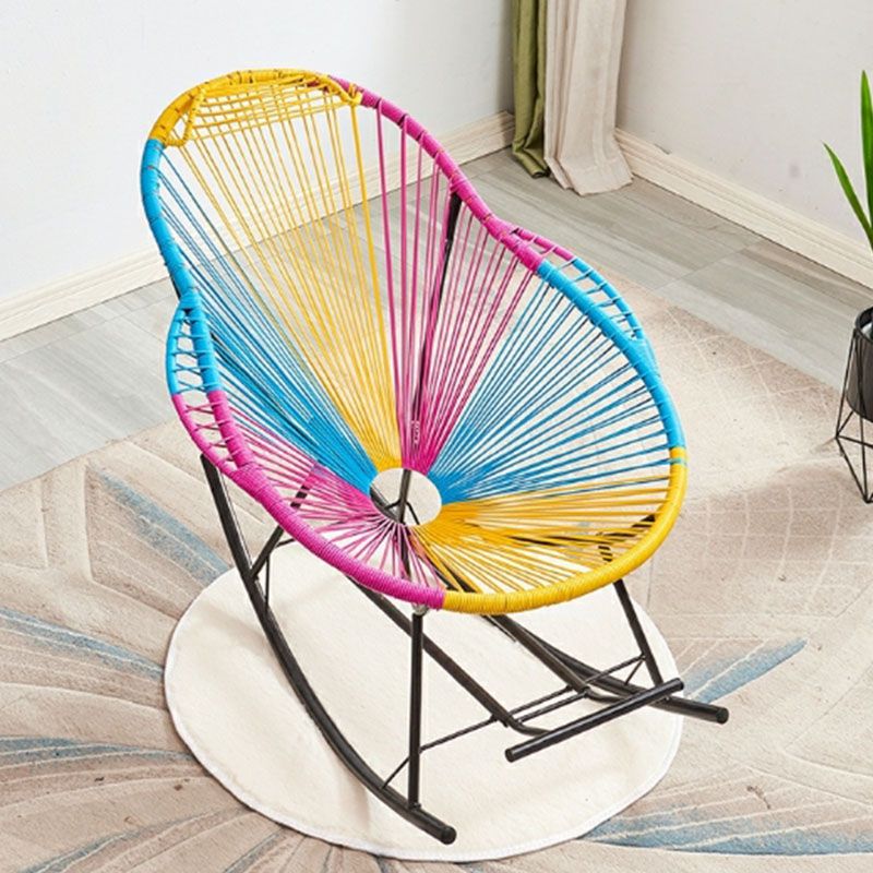Modern Woven Rope Rocker Chair Rattan Rocking Chair for Living Room