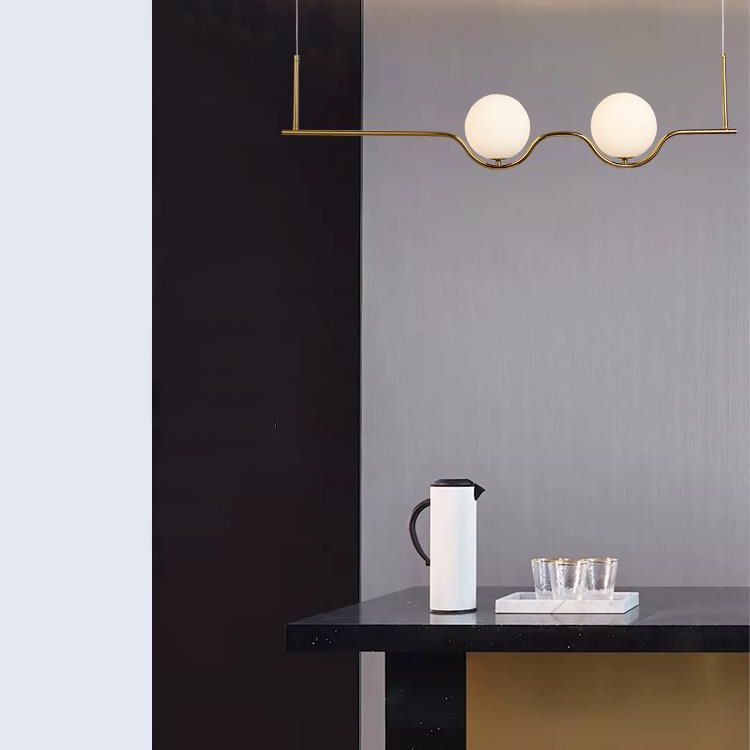 2-Light Golden Ceiling Light Contemporary Kitchen Island Lighting for Foyer