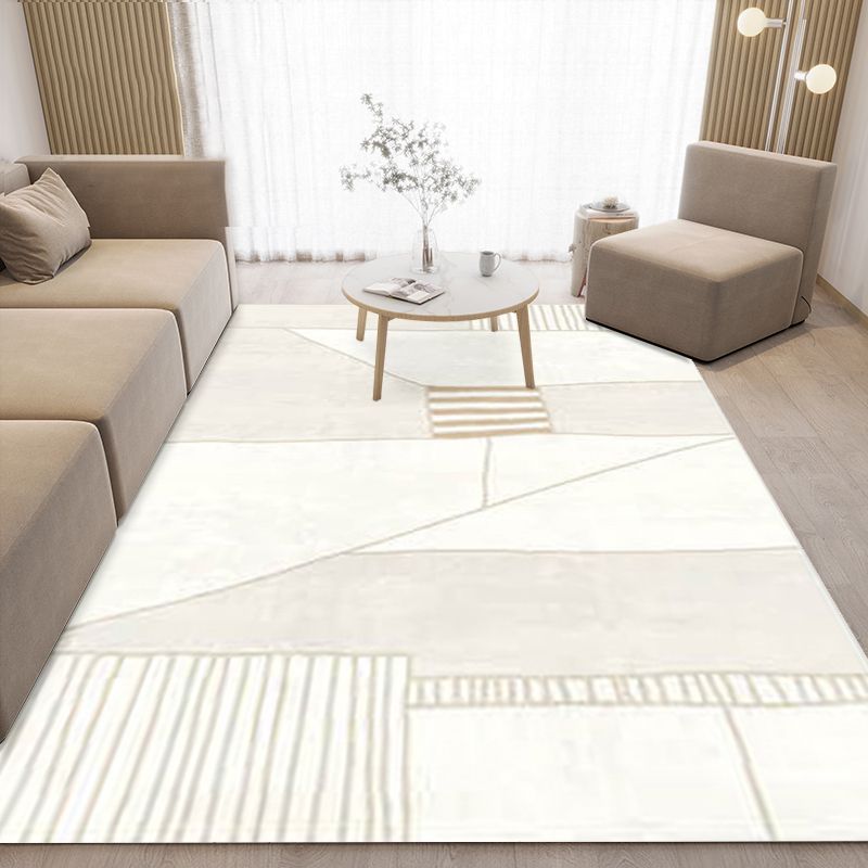 Apricot Casual Rug Polyester Print Rug Stain Resistant Rug for Drawing Room