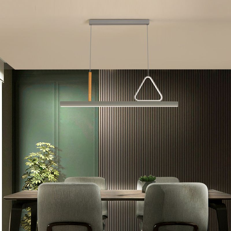 Sala de estar nueva iluminación moderna de isla LED lineal de metal lineal en gris