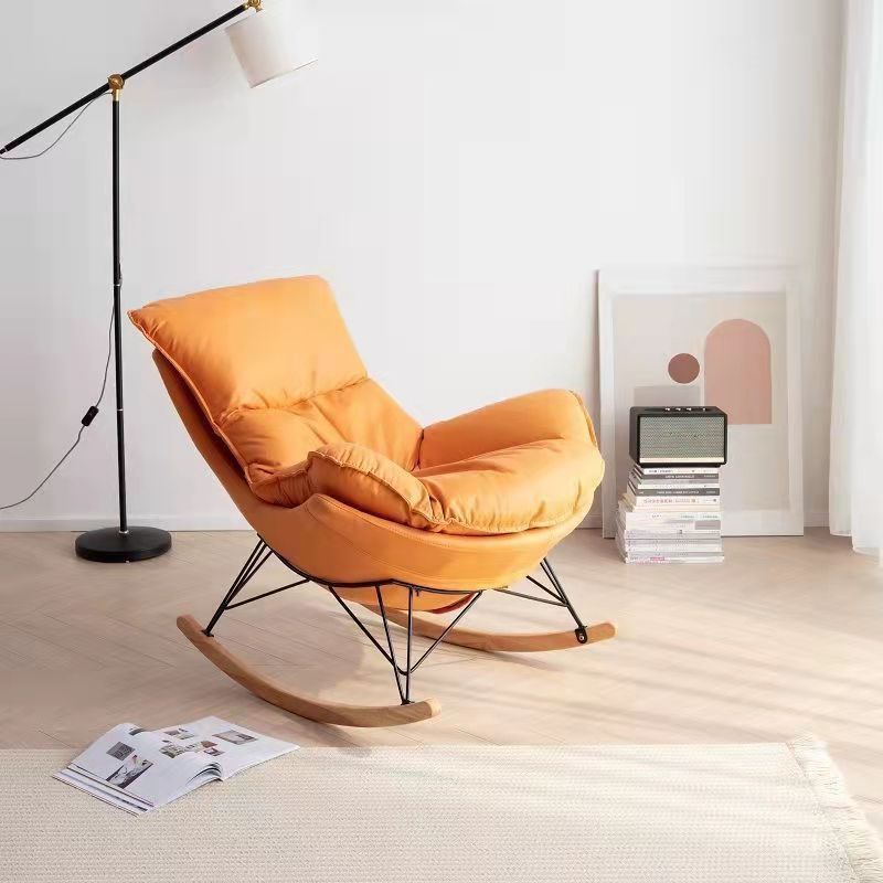 Leisure Pure Color Glider Chair Faux Leather Water Resistant with Ottoman