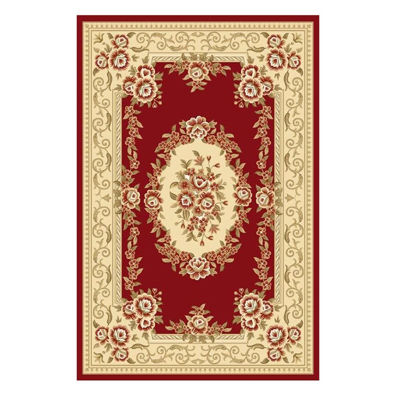 Victorian Floral Printed Carpet Polyester Area Rug Stain Resistant Indoor Rug for Living Room