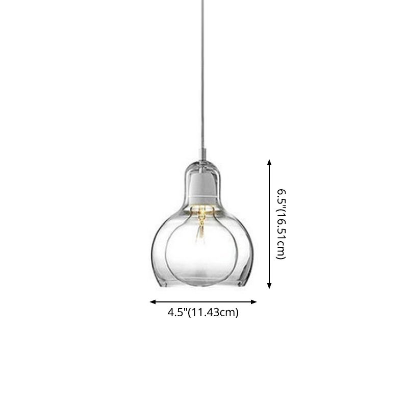 1 Light Pendant Lighting Fixtures Contemporary Gourd Glass Hanging Lights for Lounge