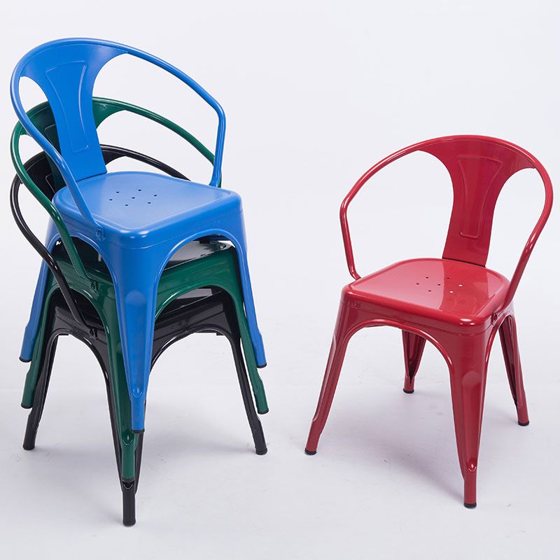 Industrial Style Dining Chair Metal Dining Arm Side Chairs for Kitchen (Set of 4)