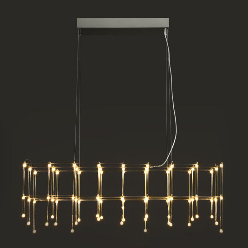 Nordic Style LED Hanging Lamp Rectangle Shape Island Light Fixture for Living Room