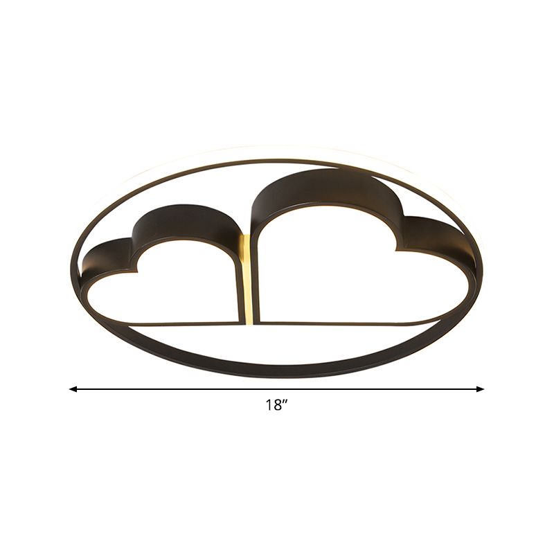 Nordic Style LED Flushmount with Acrylic Shade Black Finish Dual Loving Heart Ceiling Mounted Fixture