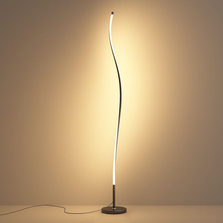 Modern Style Strip Shape Floor Lighting Metal 1 Light Floor Light for Bedroom