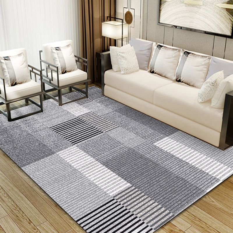 Gray Modern Rug Blending Line Indoor Rug Non-Slip Backing Rug for Home Decoration