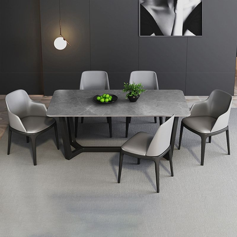 Grey Designer 1/2/5/6/7 Pieces Dining Table Set Rectangle Stone Dinette Set