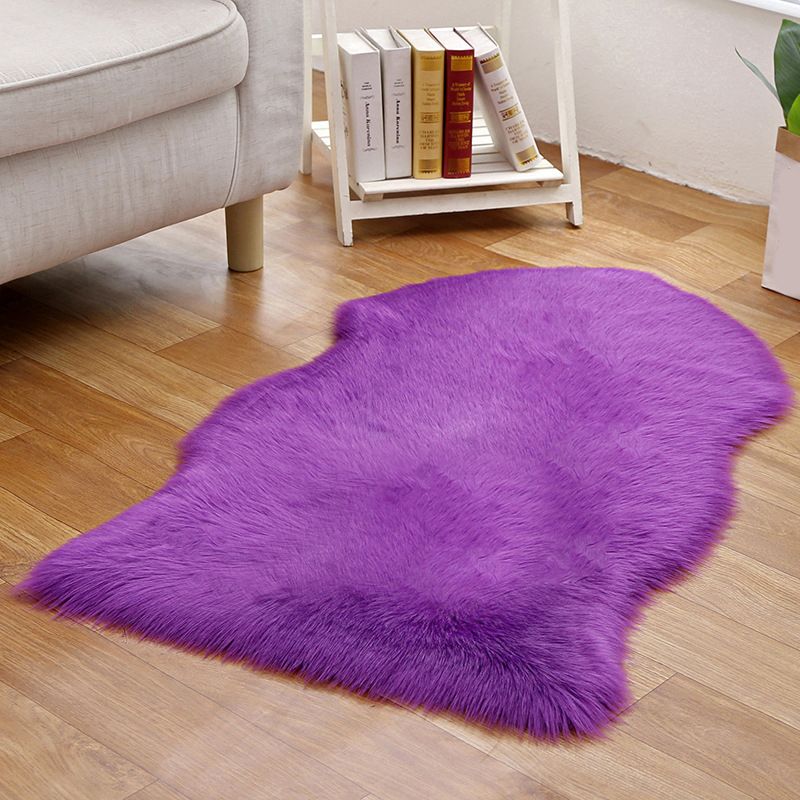 Shaggy Plain Rug Multi-Color Scandinavian Carpet Faux Fur Machine Washable Non-Slip Backing Pet Friendly Rug for Home