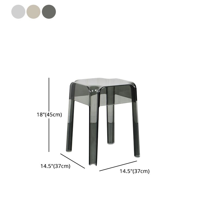 Taburete de bar de plástico sin respaldo moderno, reposapiés, taburete interior apilable cuadrado