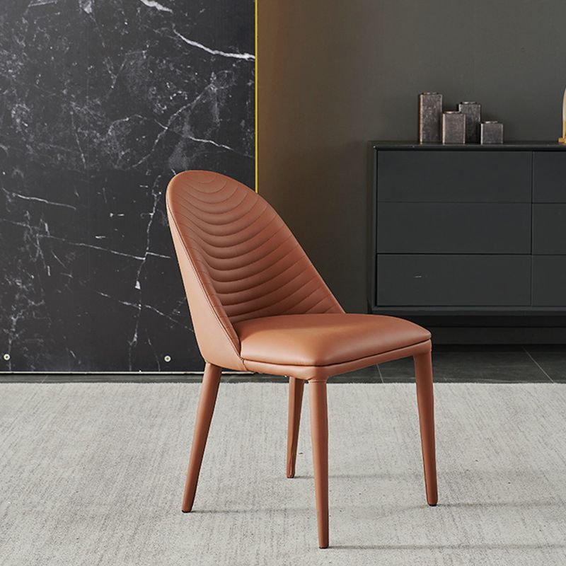 Contemporary Faux Leather Dining Side Chairs Metal Armless Dining Chair for Restaurant Use