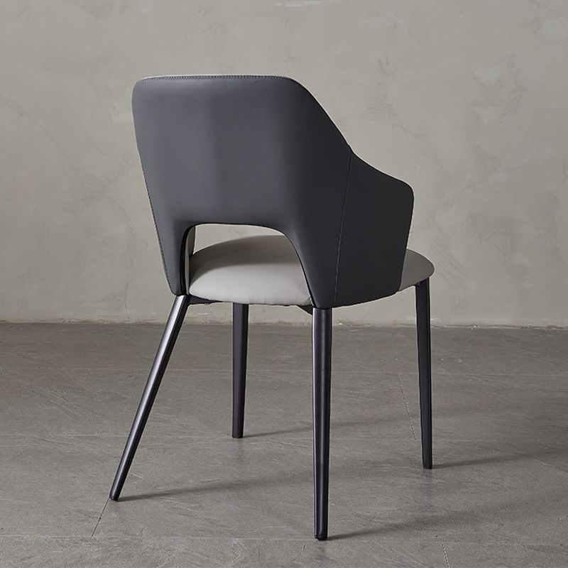 Contemporary Faux Leather Dining Chairs Black Legs Arm Chair