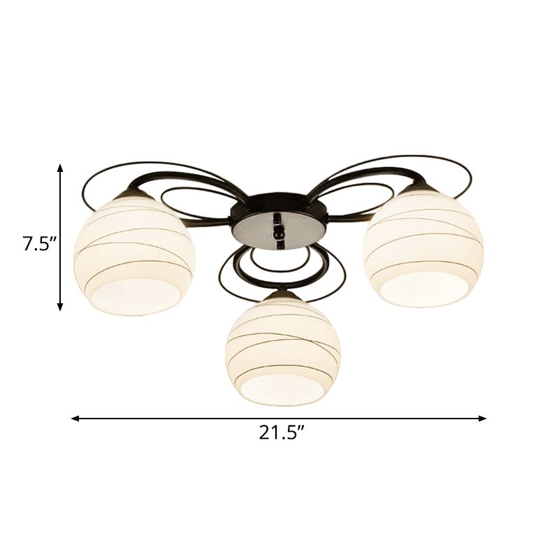 3/6/9 Lights Orb Flush Mount Lamp Traditional White Glass Flush Ceiling Light for Living Room