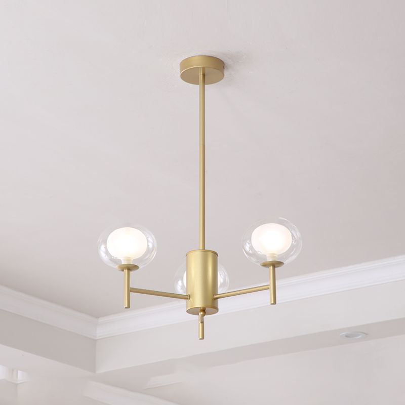 Spherical Shape Chandelier Modern Style Glass Multi Light Hanging Lamp for Restaurant