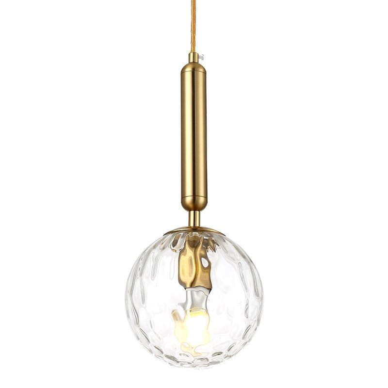 Mitte des Jahrhunderts sphärisch hängende helle leichte, kräuselte Glas 1-Licht-Tropfenanhänger für Wohnzimmer