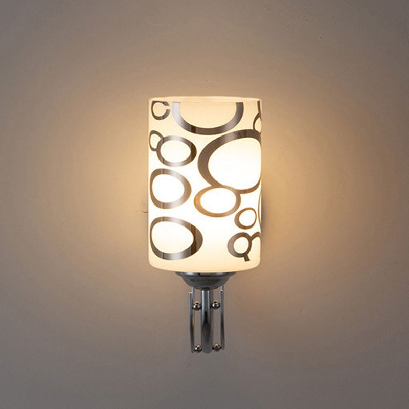 Simple Wall Sconce Cylinder Wall Light Fixture with Glass for Living Room