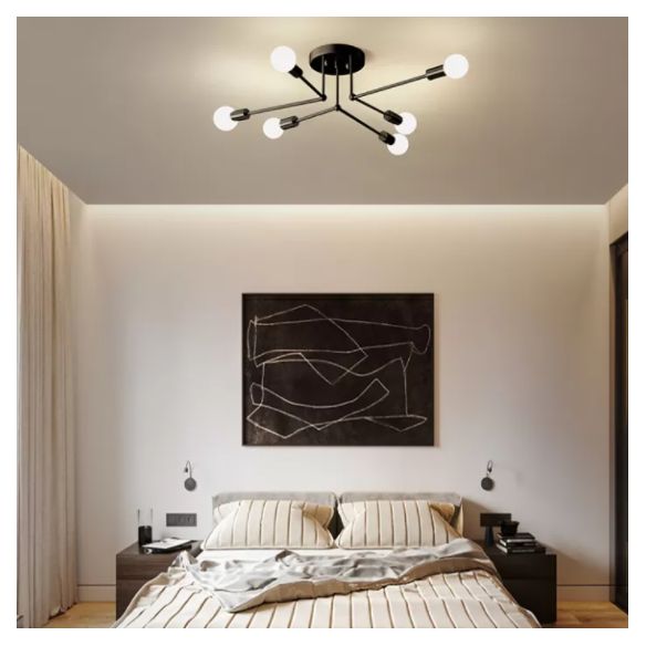 Zeitgenössische Sputnik Semi Flush Mount Glas Wohnzimmer Deckenmontage Leuchte Leuchte