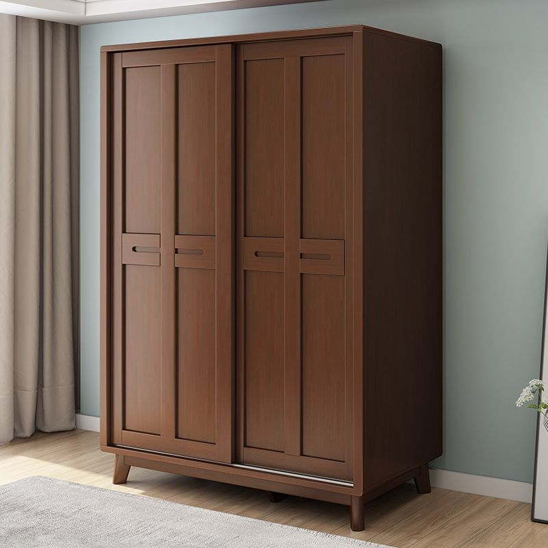 Contemporary Rubberwood Storage Cabinet Sliding Door Cabinet with Legs