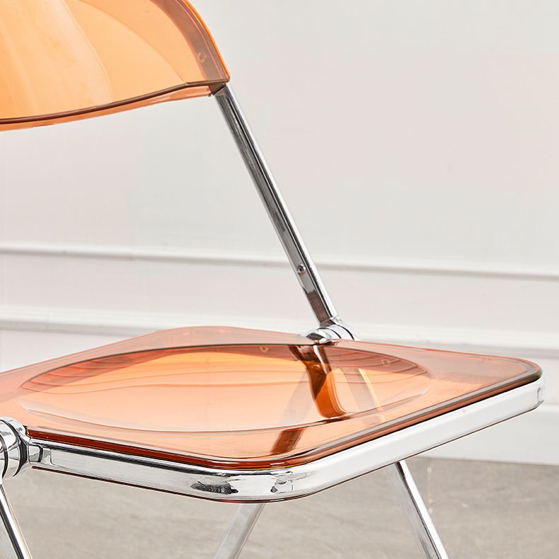 Silla de comedor moderna de metal, silla lateral plegable interior con respaldo abierto