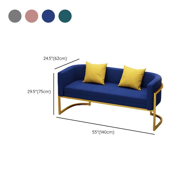 Scandinavian Solid Color Velvet Pillow Back Sofa with Tuxedo Arm