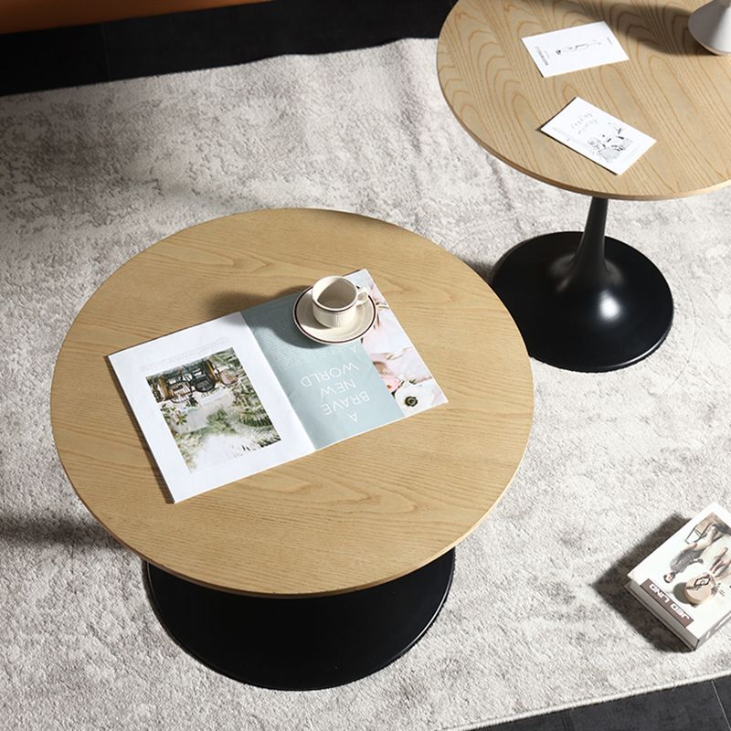 Tulip Metal Square Side Table Wood-based Panel Light Luxury Atmosphere Log Color Pattern