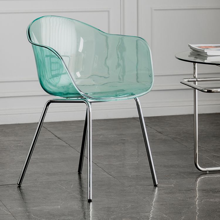 Contemporary Style Dining Chairs Arm Side Chair with Metal Legs for Kitchen