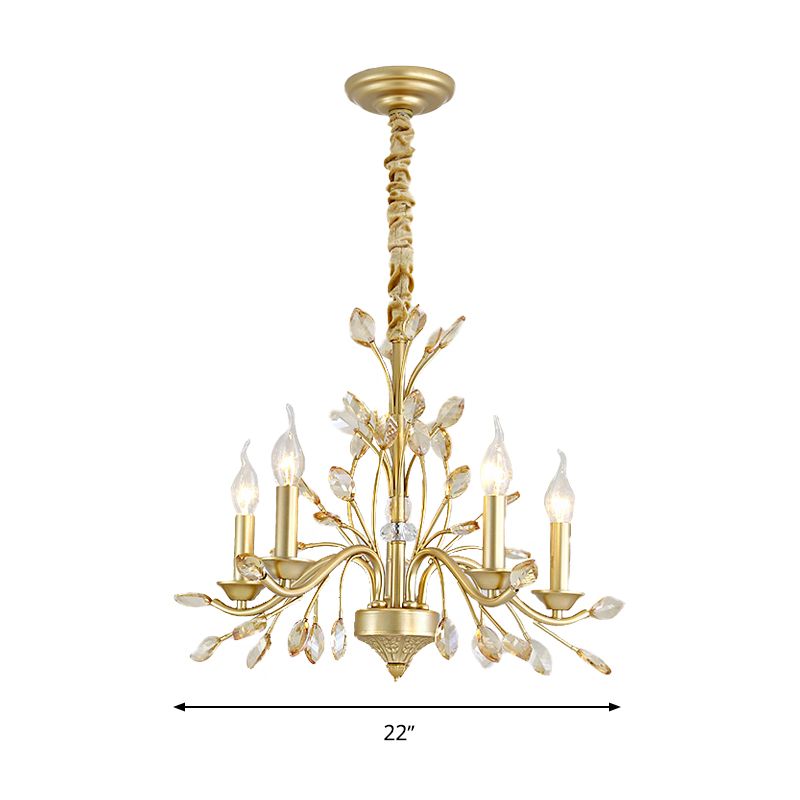 Candela K9 Crystal Pendant Chandelier Modernism 5/6/8 Bulbs Brass Hanging Light, 22 "/27.5" /31.5 "W