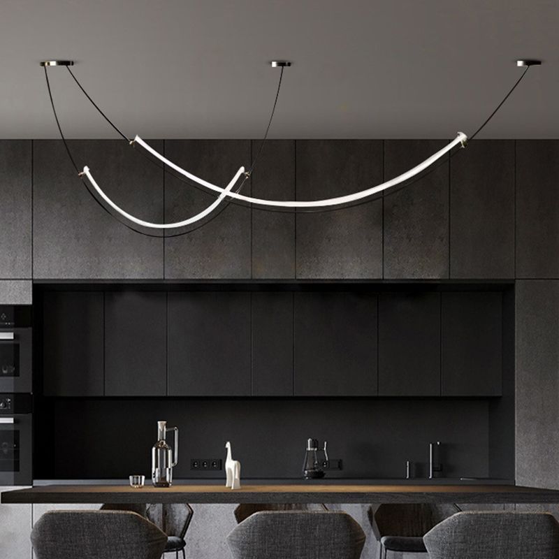 Acrylic Linear Island Lighting Modern Chandelier Lamp for Dining Room