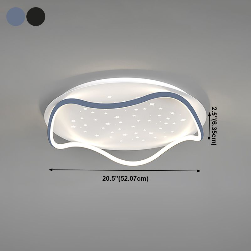Plafonnier de forme ronde moderne en fer à 2 lumières, montage encastré pour chambre à coucher