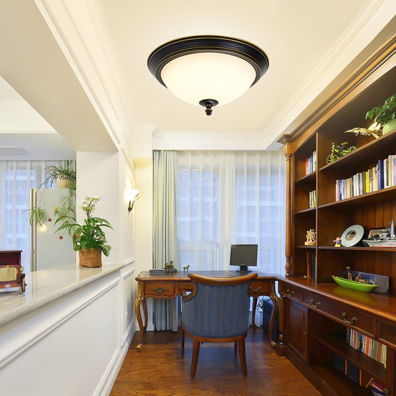 Glass Ceiling Mount Light Fixture Bowl-Shaped LED Traditional Flush Mount Ceiling Light Fixture