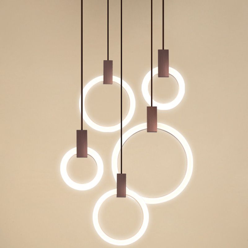 Halo Ring Pendant Light Fixture Simple Acrylic Dining Room LED Suspended Lighting