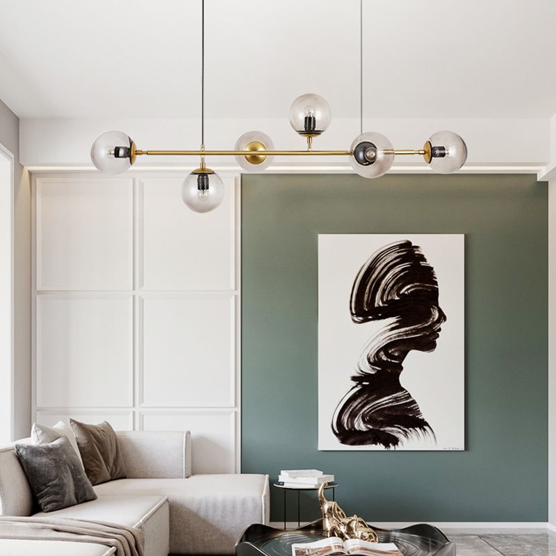 Nordic Dining Chandelier Lamp Dining Room Modern Glass Shade Ceiling Hanging Lamp Fixture