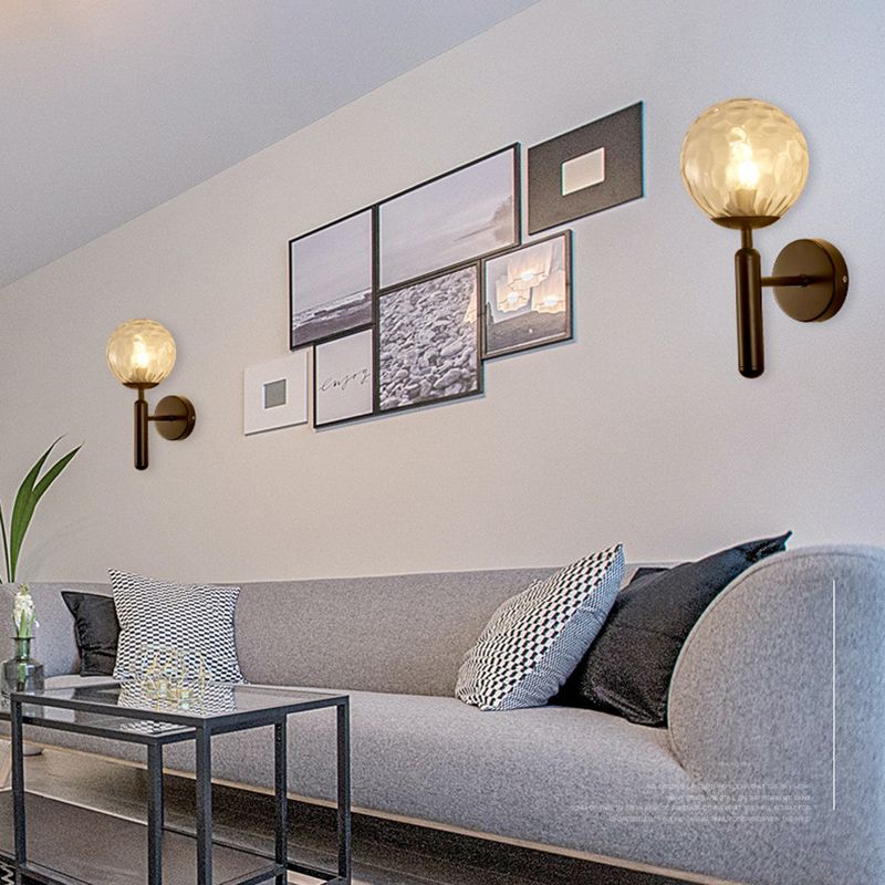 Glass Globe Shade Wall Light Fixture Nordic Style 1 Lights Wall Mount Lamp for Living Room Bedroom