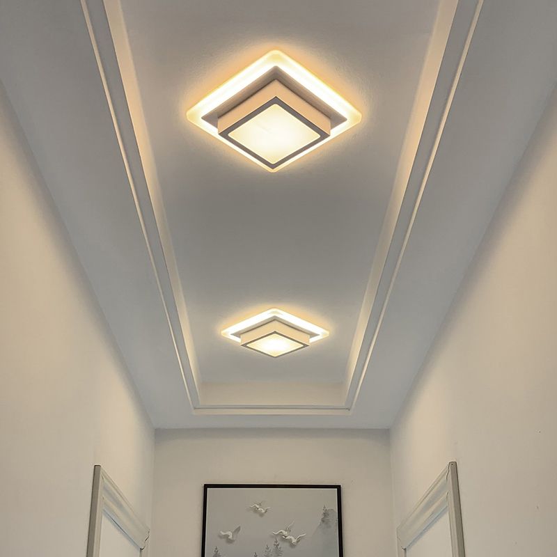 Mini lámpara de techo empotrada redonda/cuadrada, LED de metal contemporáneo, montaje empotrado en blanco/negro, luz blanca/cálida